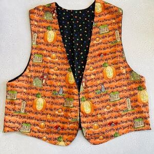 Handmade Reversible Orange Pumpkin Jack-O-Lantern Halloween Vest